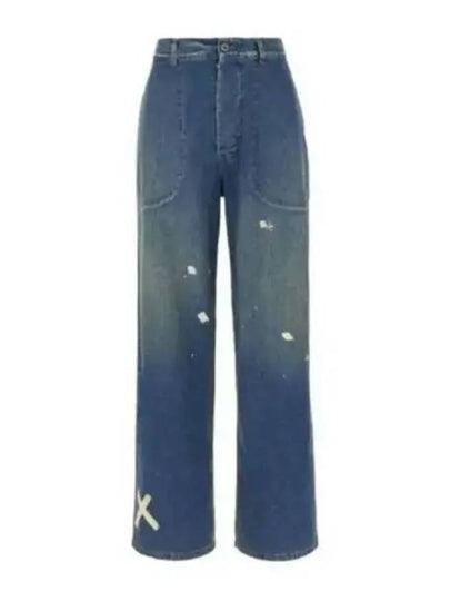 Paint Splatter Cotton Wide Jeans Indigo - MAISON MARGIELA - BALAAN 2