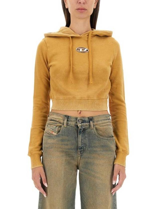 F Slimmy Hood P5 Metal Logo Faded Cut Out Hoodie Mustard Yellow - DIESEL - BALAAN 2