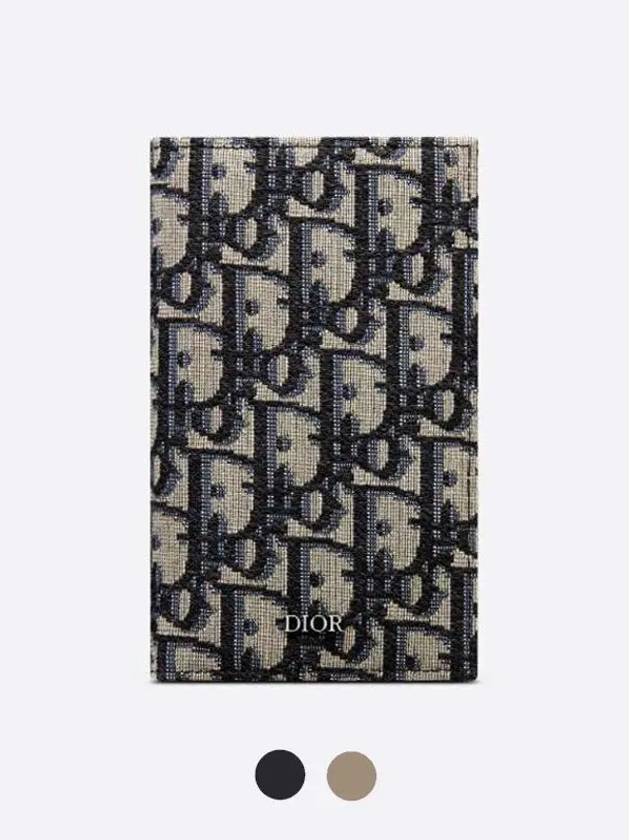 Oblique Jacquard Card Wallet Beige Black - DIOR - BALAAN 3