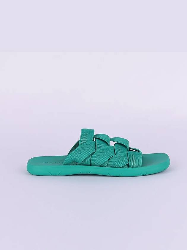 Intrecciato Flat Slippers Acid Turquoise - BOTTEGA VENETA - BALAAN 3