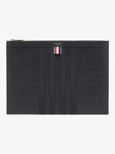 diagonal striped leather clutch bag black - THOM BROWNE - BALAAN 2