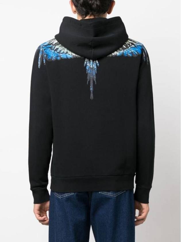 Icon Wings Drawstring Cotton Hoodie Black - MARCELO BURLON - BALAAN 3