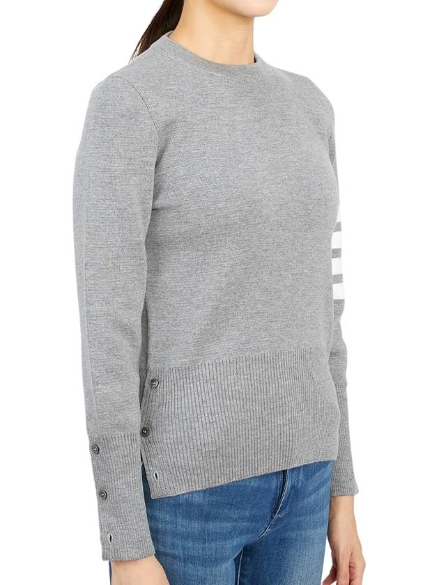 4-Bar Milano Stitch Crew Neck Knit Top Light Grey - THOM BROWNE - BALAAN 4