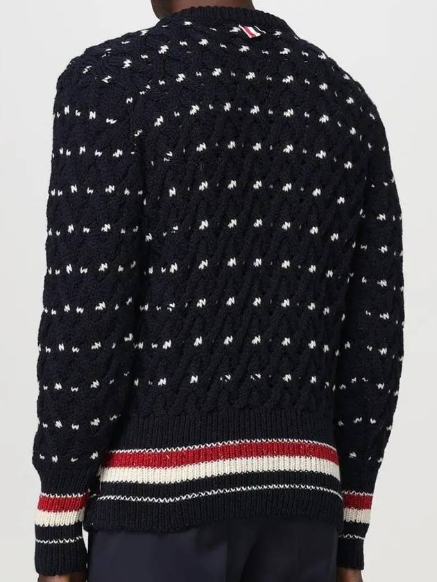 Wool Mohair Long Sleeve Knit Top Navy - THOM BROWNE - BALAAN 4