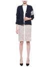 Women's Textured Striped Cotton Tweed Button Placket H Line Skirt - THOM BROWNE - BALAAN 4