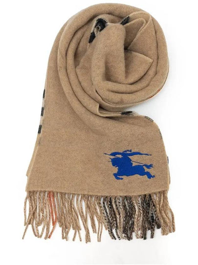 Check EKD Embroidered Reversible Cashmere Scarf Sand - BURBERRY - BALAAN 2