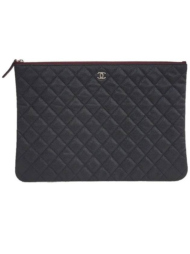 Classic Caviar Large Clutch Black Silver A82552 B01480 - CHANEL - BALAAN 1