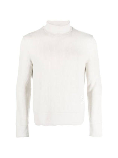 Thermal Rib Ottoman Stripe Turtleneck Natural - THOM BROWNE - BALAAN 1