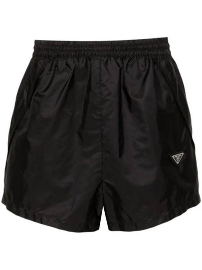 Logo Print Shorts Black - PRADA - BALAAN 2