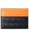 Intrecciato Two-tone Card Wallet Black Tangerine - BOTTEGA VENETA - BALAAN 2