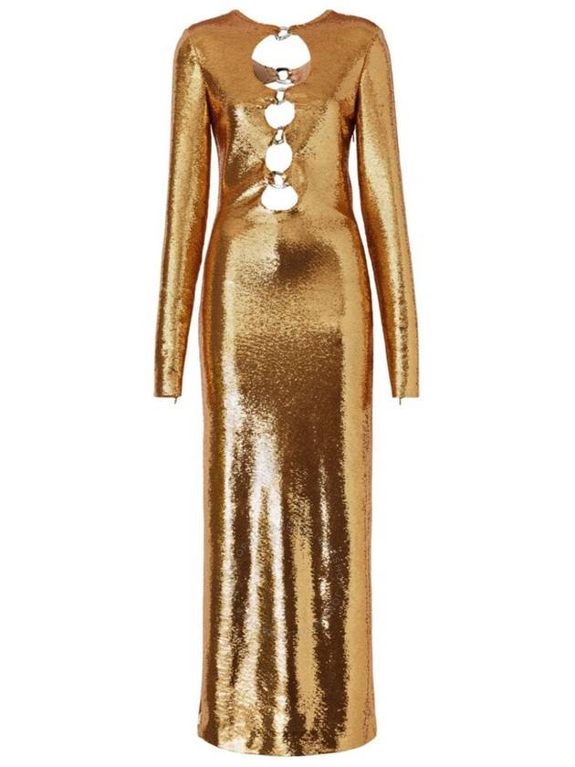 Burberry Corrine Sequin Cut Out Maxi Dress Gold Brand Size 6 US Size 4 - BURBERRY - BALAAN 1