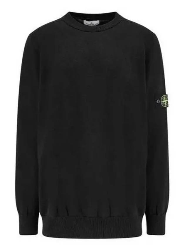 5100053 Soft Organic Cotton Small Roll Details Crewneck Sweatshirt Black - STONE ISLAND - BALAAN 2