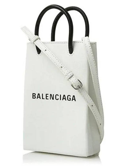 Logo Leather Phone Holder Mini Bag White - BALENCIAGA - BALAAN 2