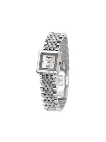 Square Quartz White MOP Dial Ladies Watch Silver - SALVATORE FERRAGAMO - BALAAN 2