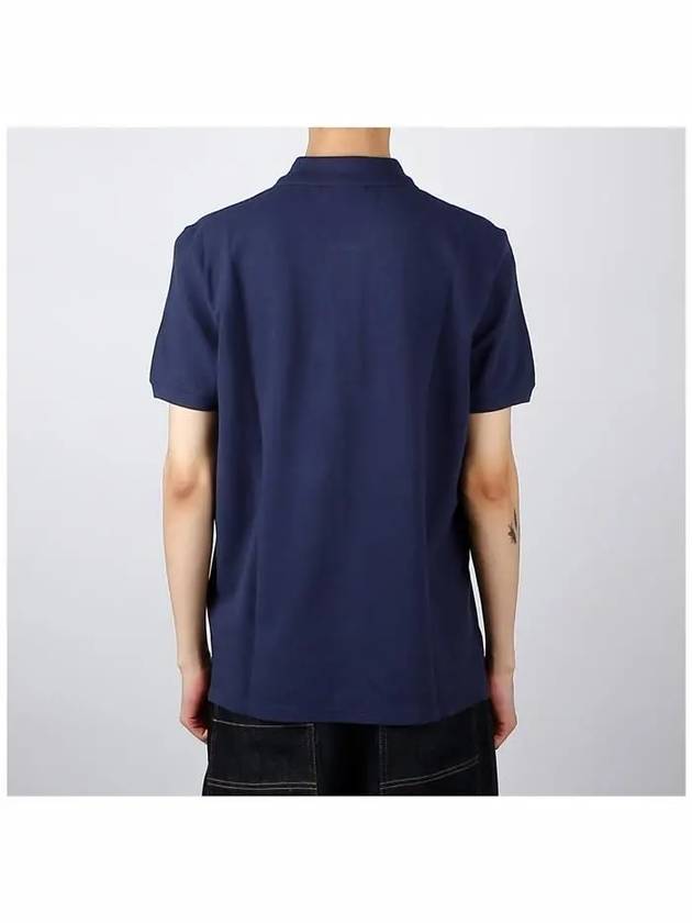 Fox Head Patch Cotton Polo Shirt Blue - MAISON KITSUNE - BALAAN 5