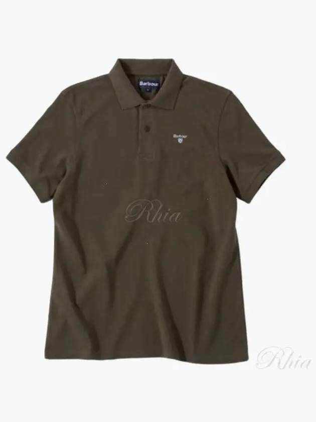 Men's Embroidered Logo Sports Polo Shirt Olive - BARBOUR - BALAAN 2