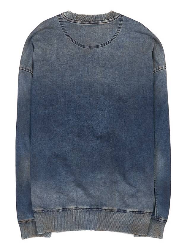 D Krib Ne Vintage Look Track Denim Sweatshirt Medium Blue - DIESEL - BALAAN 3