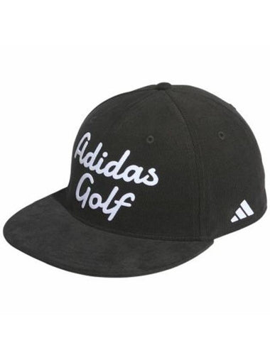 Adidas Logo Corduroy Flat Ball Cap Black - ADIDAS - BALAAN 1