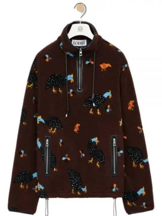 Bird Print Fleece Anorak Chocolate Brown - LOEWE - BALAAN 2