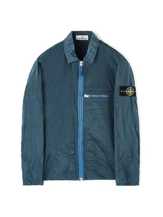 Nylon Metal Econyl Regenerated Over Long Sleeve Shirt Avio Blue - STONE ISLAND - BALAAN 1