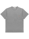 Tricolor Fox Patch Classic Pocket Short Sleeve T-Shirt Grey Melange - MAISON KITSUNE - BALAAN 6