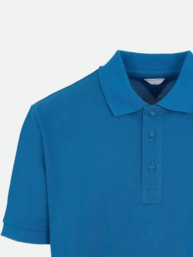 Cotton Polo Shirt Blue - BOTTEGA VENETA - BALAAN 7