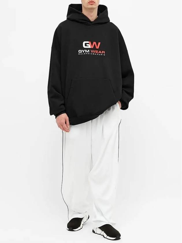 Gymwear Logo Print Cotton Hoodie Black - BALENCIAGA - BALAAN 5