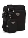 Triangle Logo Re-Nylon Saffiano Leather Cross Bag Black - PRADA - BALAAN 4