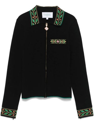 Casablanca Wool Laurel Cardigan With Embroidery - CASABLANCA - BALAAN 1