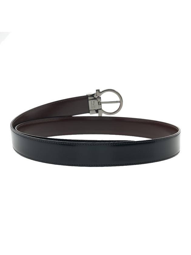 Reversible Adjustable Leather Belt Black - SALVATORE FERRAGAMO - BALAAN 5