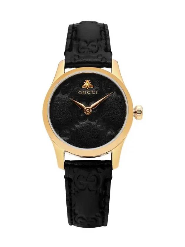 G Timeless Quartz Dial Leather Watch Black - GUCCI - BALAAN 2