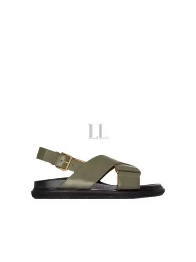 Fussbett Leather Sandals Green - MARNI - BALAAN 2