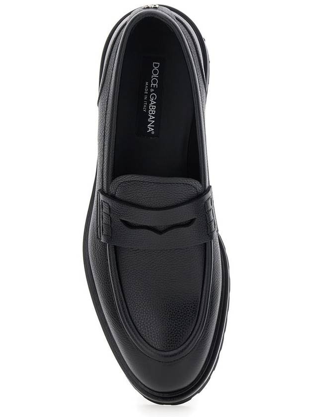 'Altavilla' Black Loafers With Dg Logo On The Heel In Brushed Leather Man - DOLCE&GABBANA - BALAAN 4