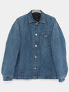 Triangle Logo Denim Long Sleeve Shirt Light Blue - PRADA - BALAAN 4