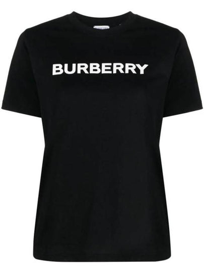 Logo Print Crew Neck Cotton Short Sleeve T-Shirt Black - BURBERRY - BALAAN 2