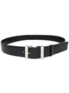 Women s 2CM185 Lettering Silver Buckle Black Leather Men Belt - PRADA - BALAAN 1