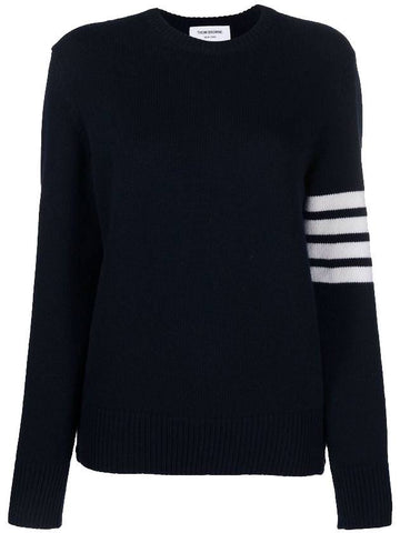 Women's 4 Bar Stripe Lobster Intarsia Merino Wool Knit Top Navy - THOM BROWNE - BALAAN 1