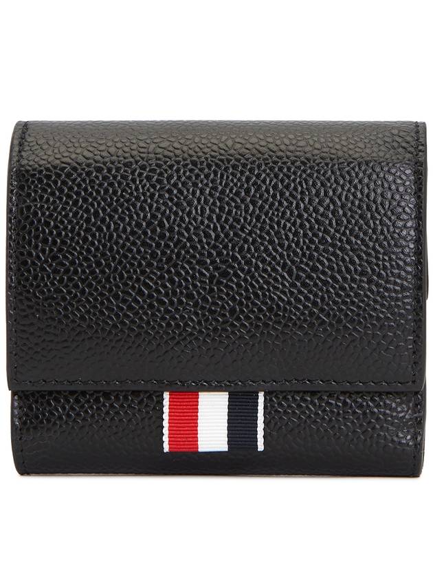 RWB Stripe Pebble Leather Tri-fold Half Wallet Black - THOM BROWNE - BALAAN 2