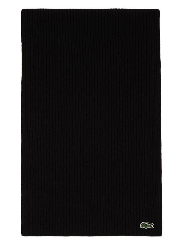 ribbed wool muffler black - LACOSTE - BALAAN.