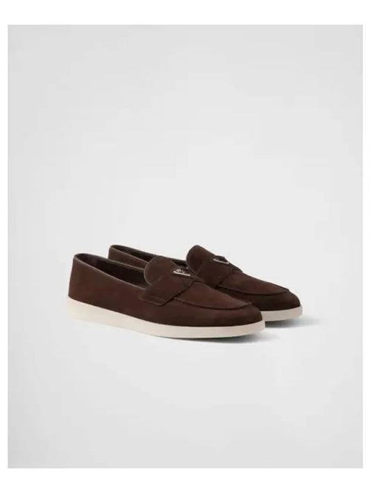 Triangle Logo Suede Loafers Dark Brown - PRADA - BALAAN 2