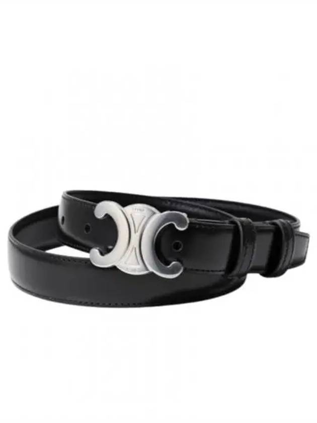 Silver Triomphe Calfskin Belt Black - CELINE - BALAAN 2