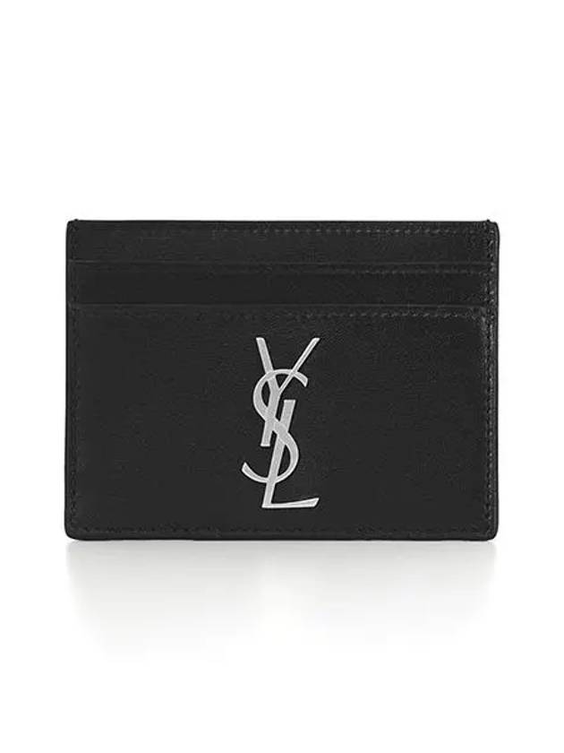 Monogram Card Case in Smooth Leather Black - SAINT LAURENT - BALAAN 3