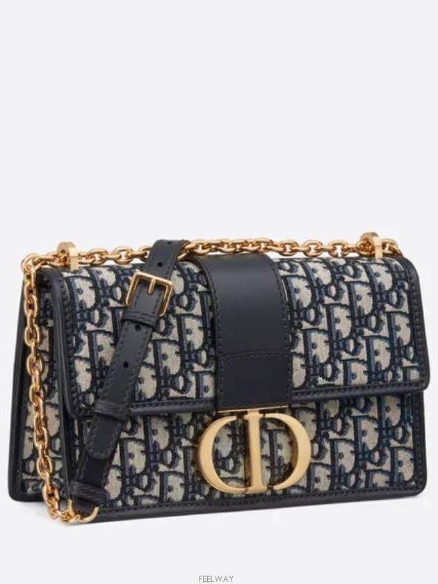 30 Montaigne Oblique Jacquard Chain Shoulder Bag Blue - DIOR - BALAAN 4