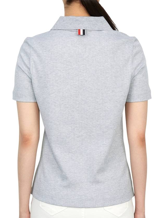 Three Stripes High Twist Rib Polo Shirt Grey - THOM BROWNE - BALAAN 7