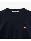 Baby Fox Patch Cosy Round Neck Pullover Wool Knit Top Navy - MAISON KITSUNE - BALAAN 4