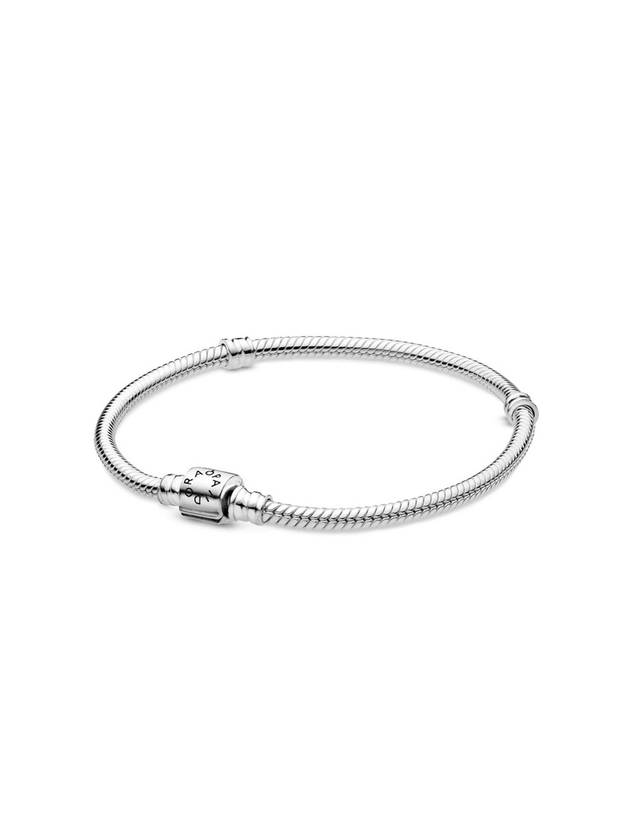 Moment Barrel Clasp Snake Chain Bracelet Silver - PANDORA - BALAAN 1