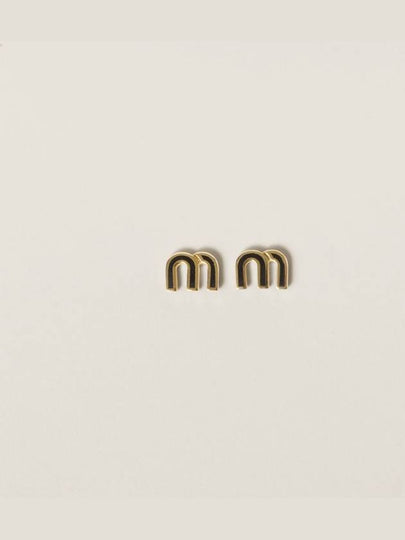 Enameled Metal Earrings Black - MIU MIU - BALAAN 2