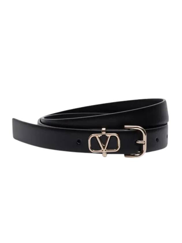 V Logo Leather Belt Black - VALENTINO - BALAAN 1