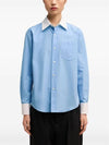 Classic Poplin Long Sleeve Shirt Blue - AMI - BALAAN 5