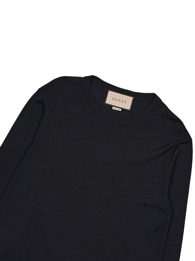 Embroidered Logo Wool Knit Top Black - GUCCI - BALAAN 4